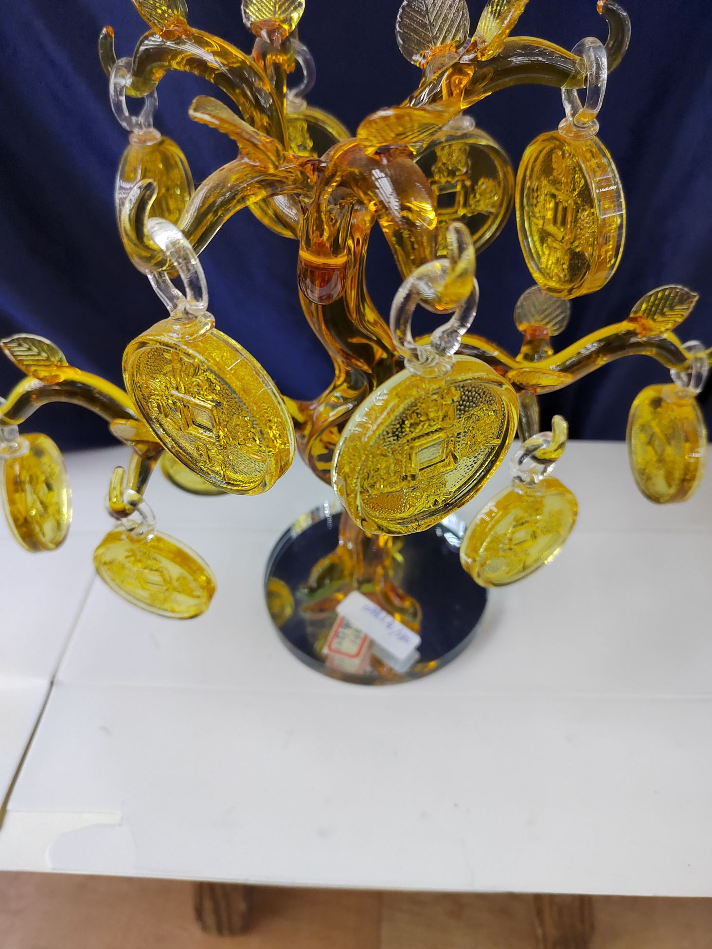 思文工艺水晶铜钱树客厅装饰摆件玄关酒柜电视柜家居饰品摆件002