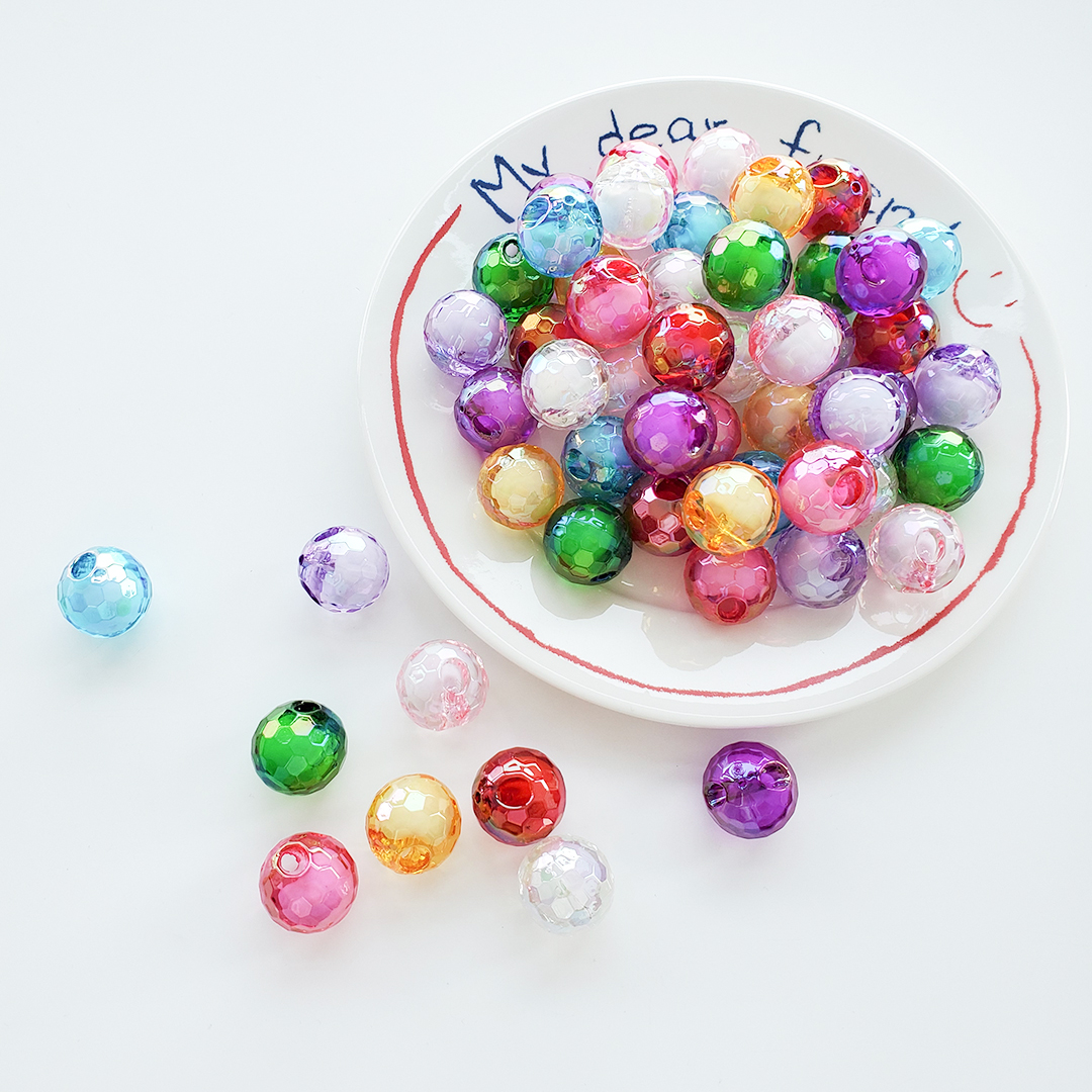 Wholesale of 25mm acrylic perforated beads, medium beads, football beads, Korean colorful diy hair rope accessories, loose beads Specification image