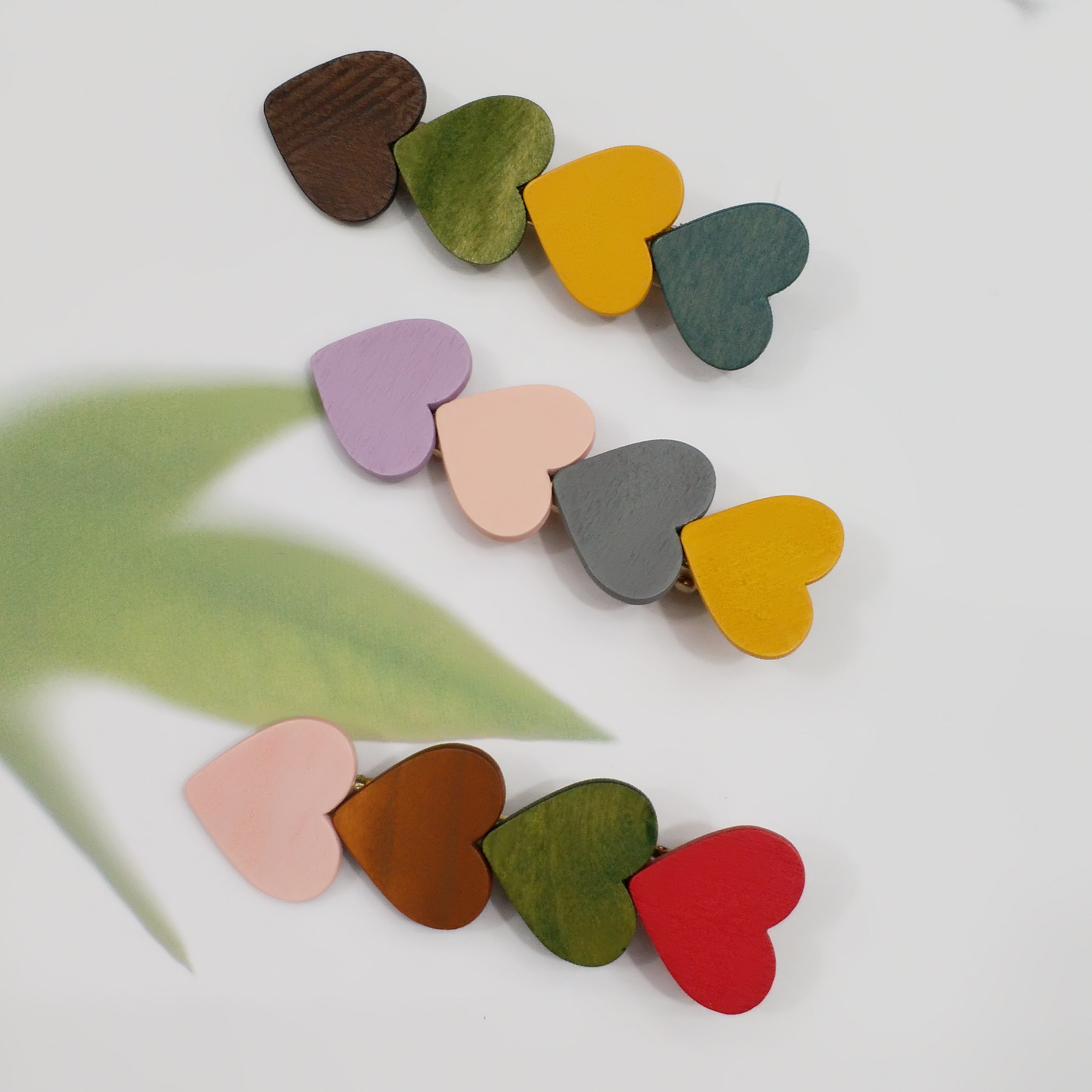 Pequeño pedazo de madera corazón redondo mini clip para el pelo accesorios para el pelo versión coreana para niñas details Picture