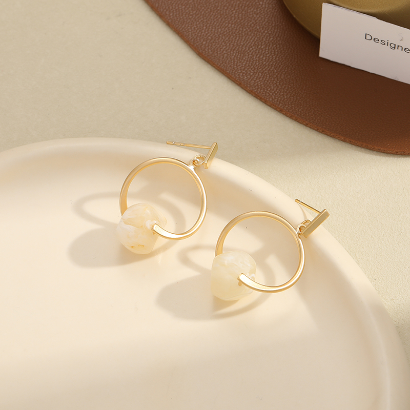 韩系时尚精致简约百搭树脂琥珀耳环耳钉羽蝶