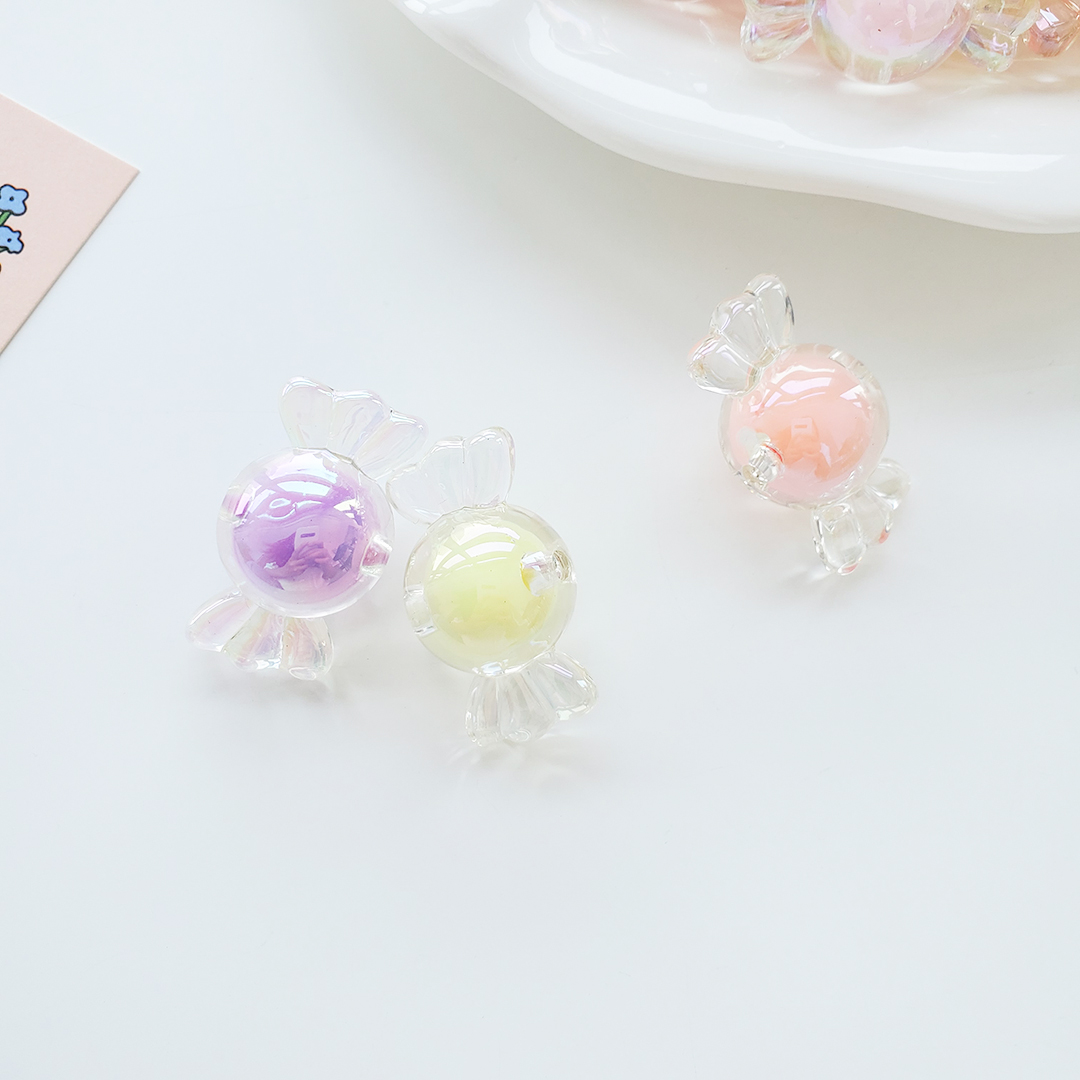 Chen Ming's diy jewelry accessories: Acrylic beads, candy-colored plated colored beads, middle beads, straight hole inner colored beads, and loose beads Item Picture