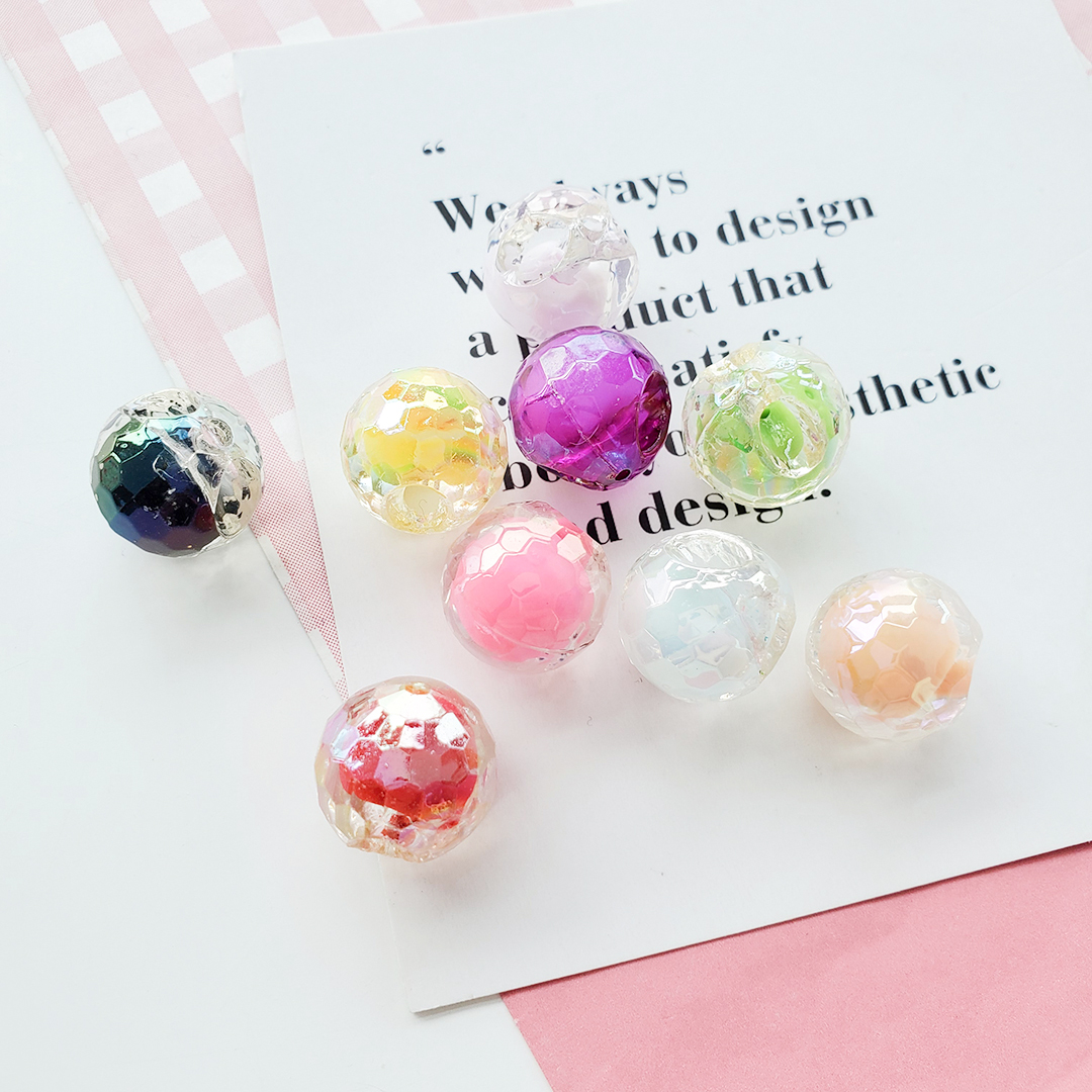 Chen Ming's DIY jewelry materials: 16mm color-coated football-cut bead-in-bead mobile phone bracelet acrylic jewelry accessories Specification image