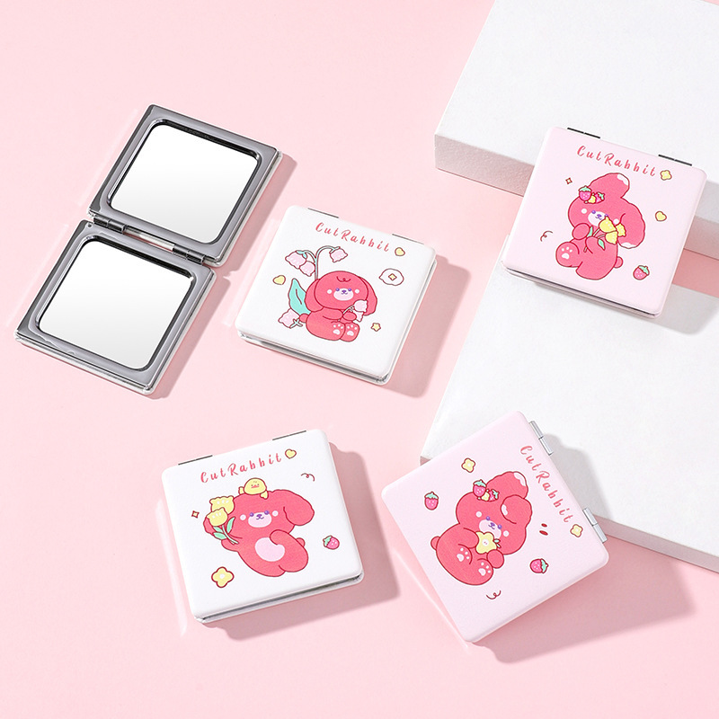Folding double-sided mirror, handheld makeup mirror, portable, cute mini Daisy mirror, small round mirror for student dormitories Application Scenario