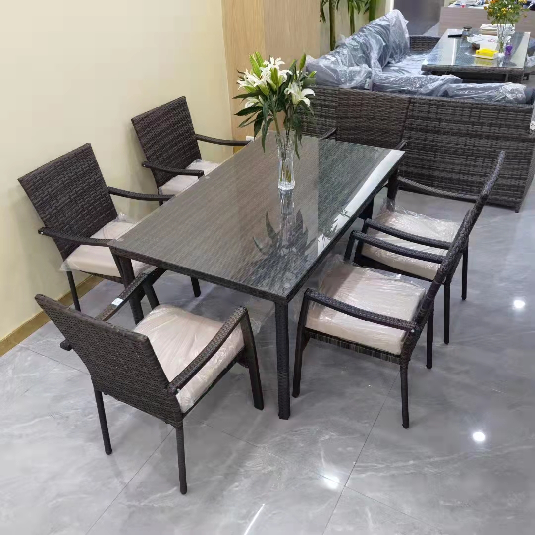 JHA-009C wicker 6 chairs and 1 table