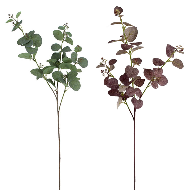 Artificial plant eucalyptus with fruit-bearing money leaves, wedding and home decoration materials, green plants, flower arrangements, potted plants, artificial eucalyptus money leaves, artificial green leaves, engineering decoration, foreign trade Item Picture