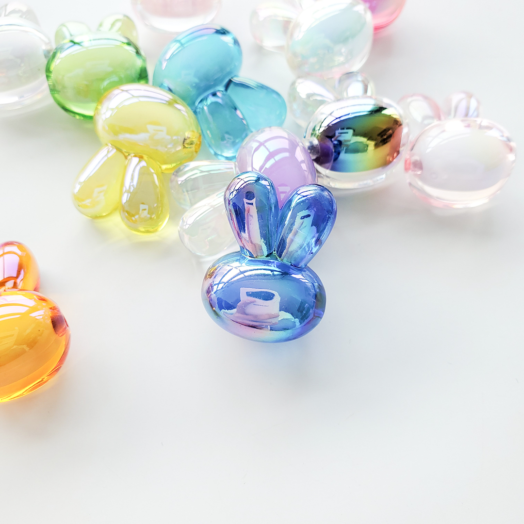 Little rabbit head bead acrylic Korean seven-color magic cartoon candy color bead middle bead hair string material Item Picture
