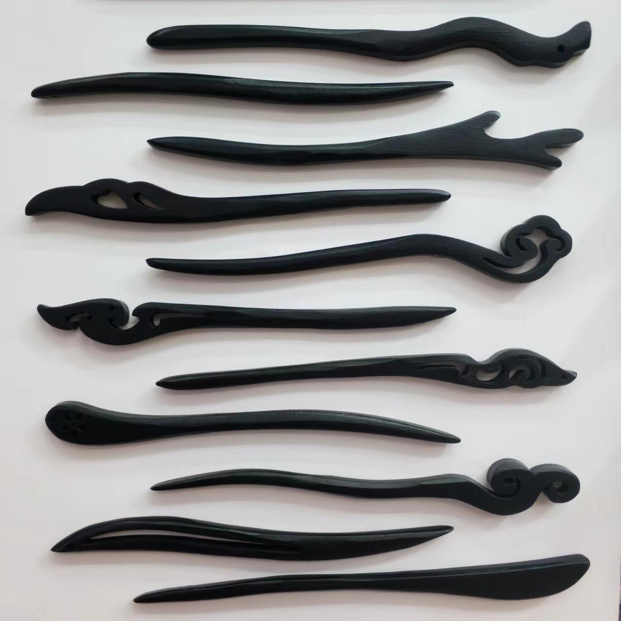 Wooden hairpins, ebony imitation, retro Hanfu headwear, hair accessories, DIY jewelry and accessories details Picture