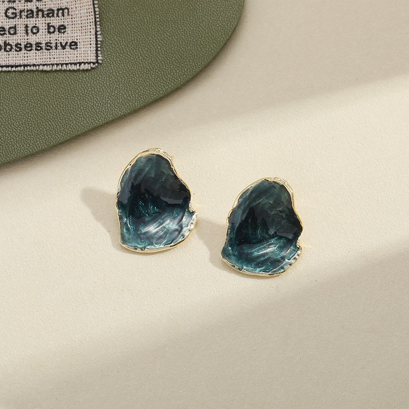Korean-style fashionable, exquisite, simple and elegant, misty blue thin-coated process earrings, stud earrings, butterfly feathers