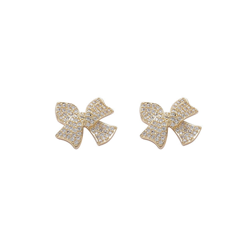 Korean-style exquisite, simple and versatile, ethereal small bow earrings, stud earrings, pendants and feather butterfly Item Picture