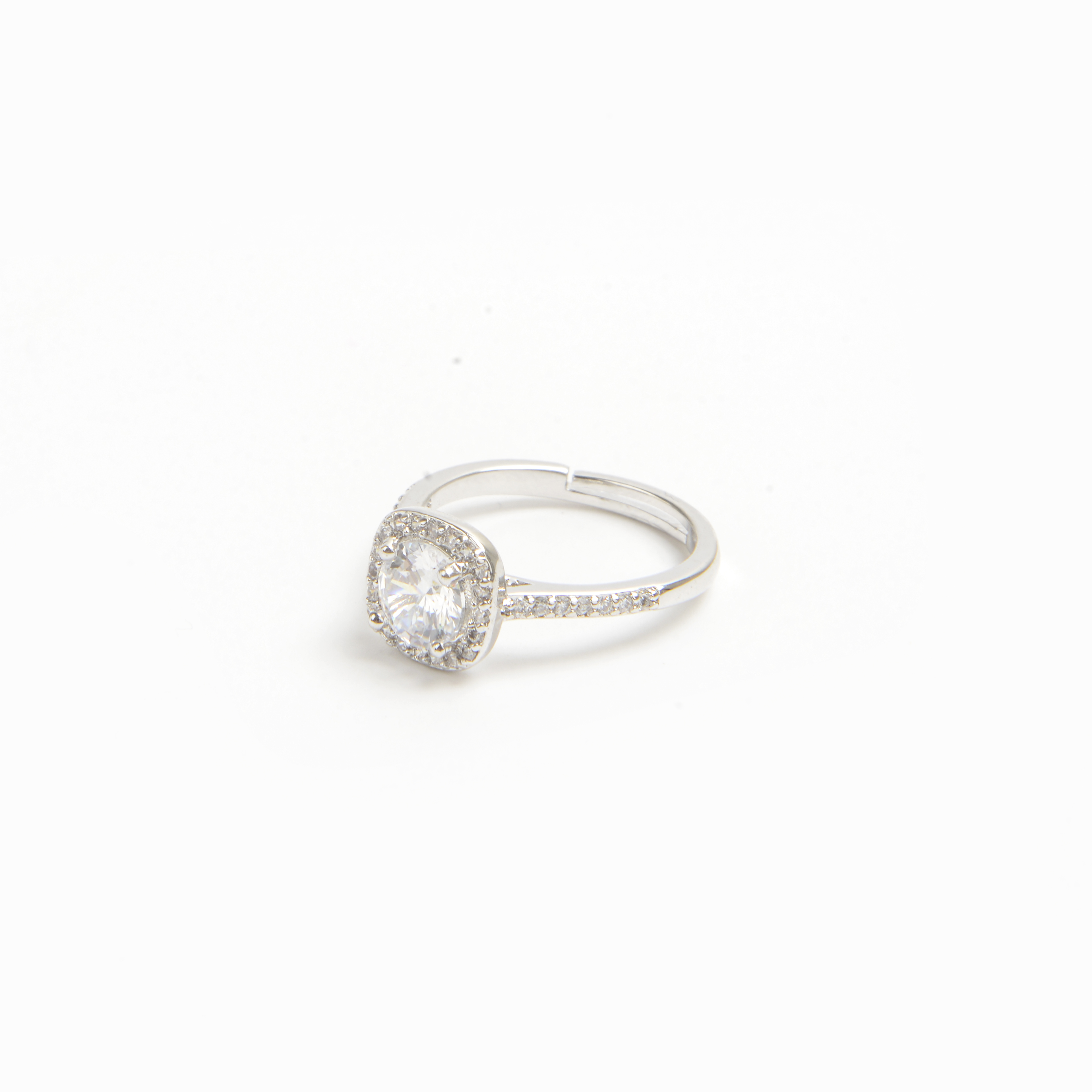 2022 New square sugar shaped silver diamond women's ring details Picture