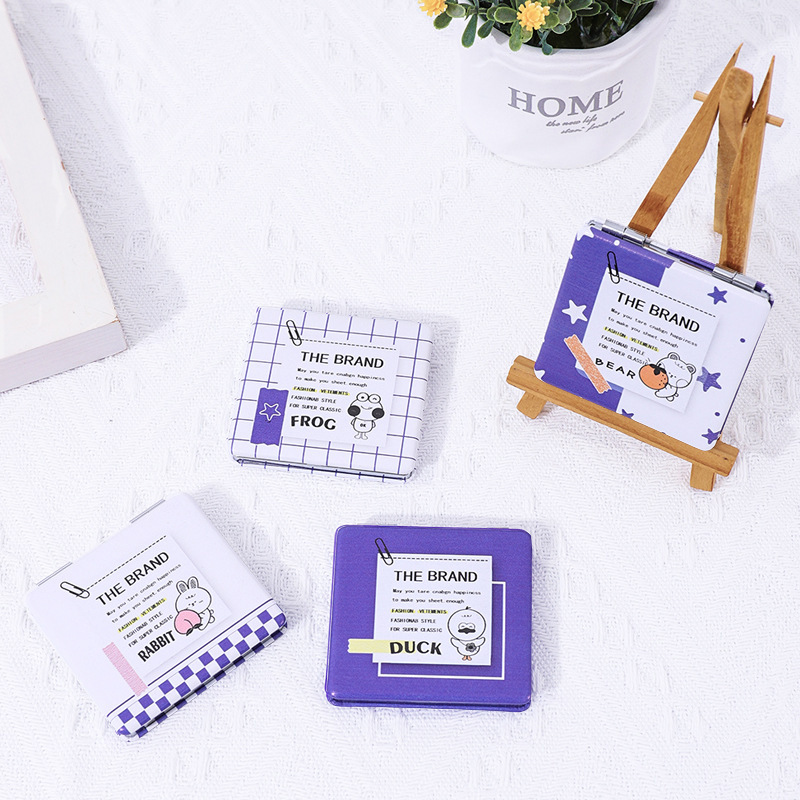 Folding double-sided mirror, handheld makeup mirror, portable, cute mini Daisy mirror, small round mirror for student dormitories details Picture