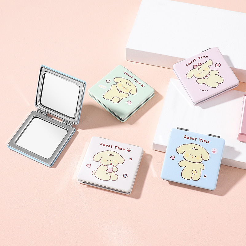 Folding double-sided mirror, handheld makeup mirror, portable, cute mini Daisy mirror, small round mirror for student dormitories Specification image