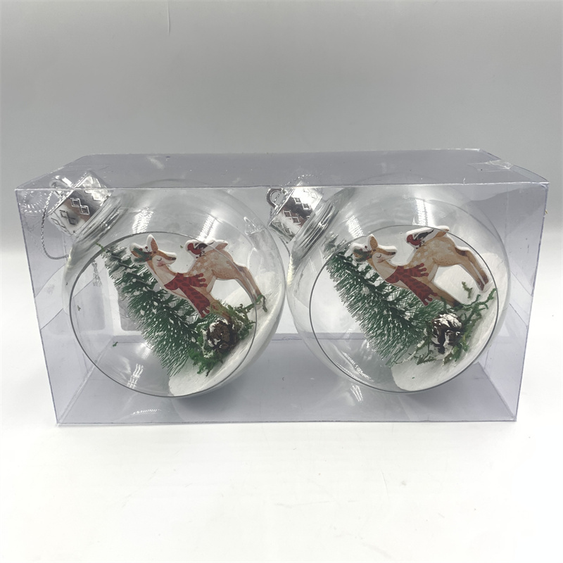 Christmas pendant, Christmas decoration, Christmas tree decoration, open transparent ball, small scene ball, 8cm 2pc Item Picture