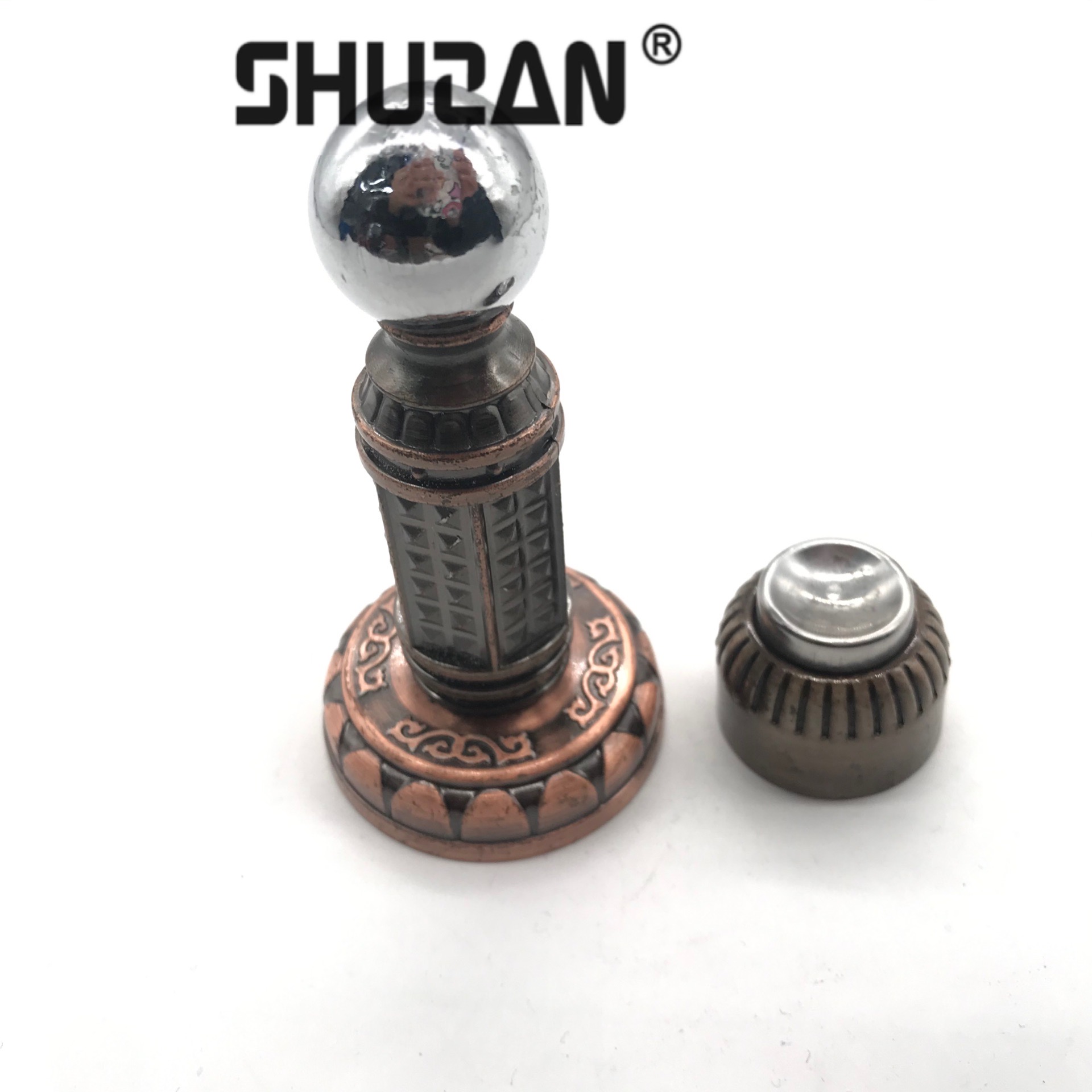 Shuzan Dingxin Factory Direct Sales DX901 stainless steel strong magnetic floor suction, antique copper yellow, antique red, antique color silent wooden door wall suction anti-collision door collision hardware accessories 003 details Picture