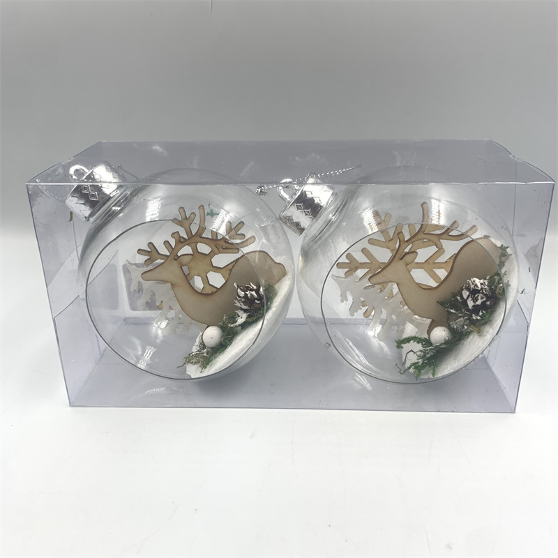 Christmas pendant, Christmas decoration, Christmas tree decoration, open transparent ball, small scene ball, 8cm 2pc Specification image