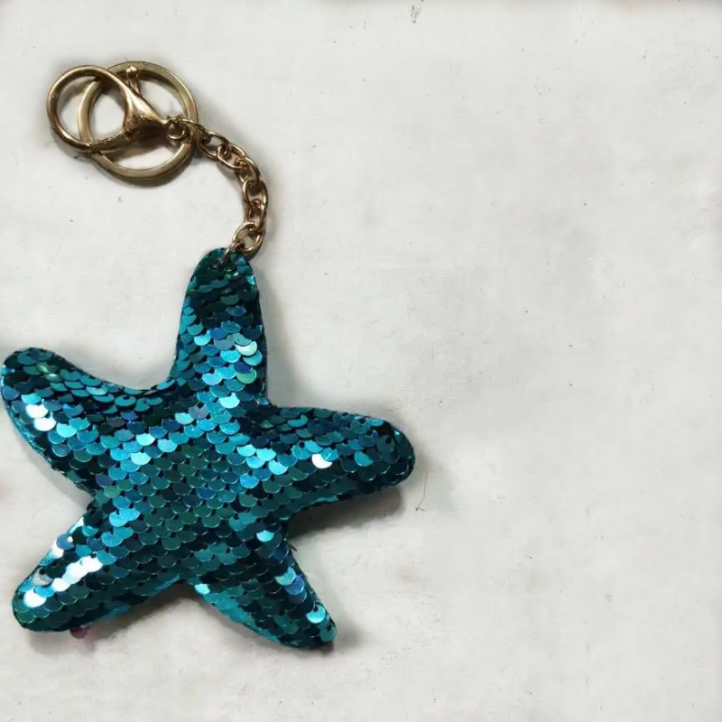 日韩韩版时尚洋气百搭亮片星星钥匙扣热销 可爱动物钥匙扣海星 星欣饰品 