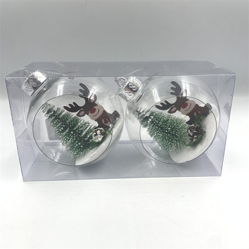 Christmas pendant, Christmas decoration, Christmas tree decoration, open transparent ball, small scene ball, 8cm 2pc Application Scenario