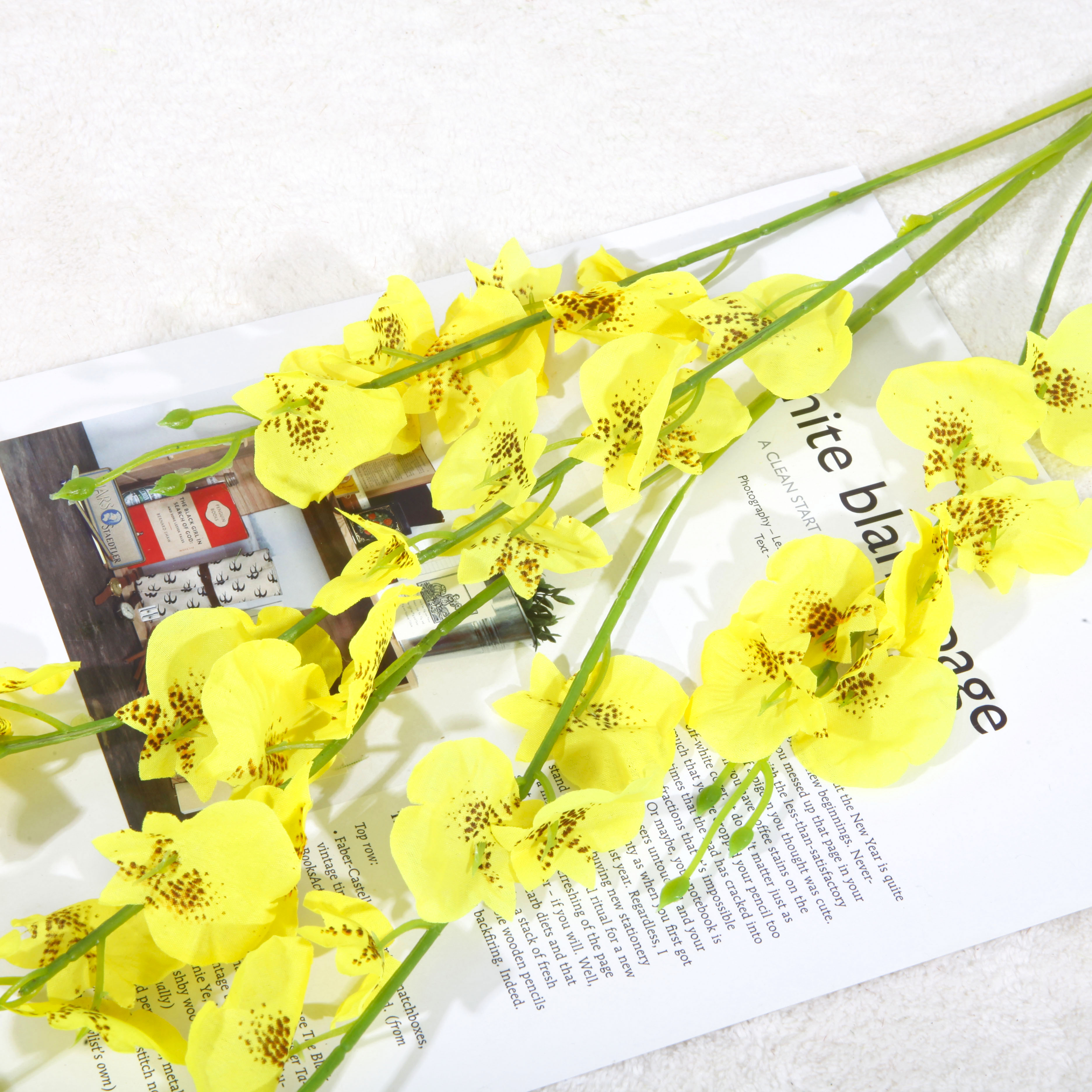 Artificial dancing orchid, yellow artificial flower, oncidium orchid, Phalaenopsis flower bouquet, home decoration, artificial flower wholesale Item Picture