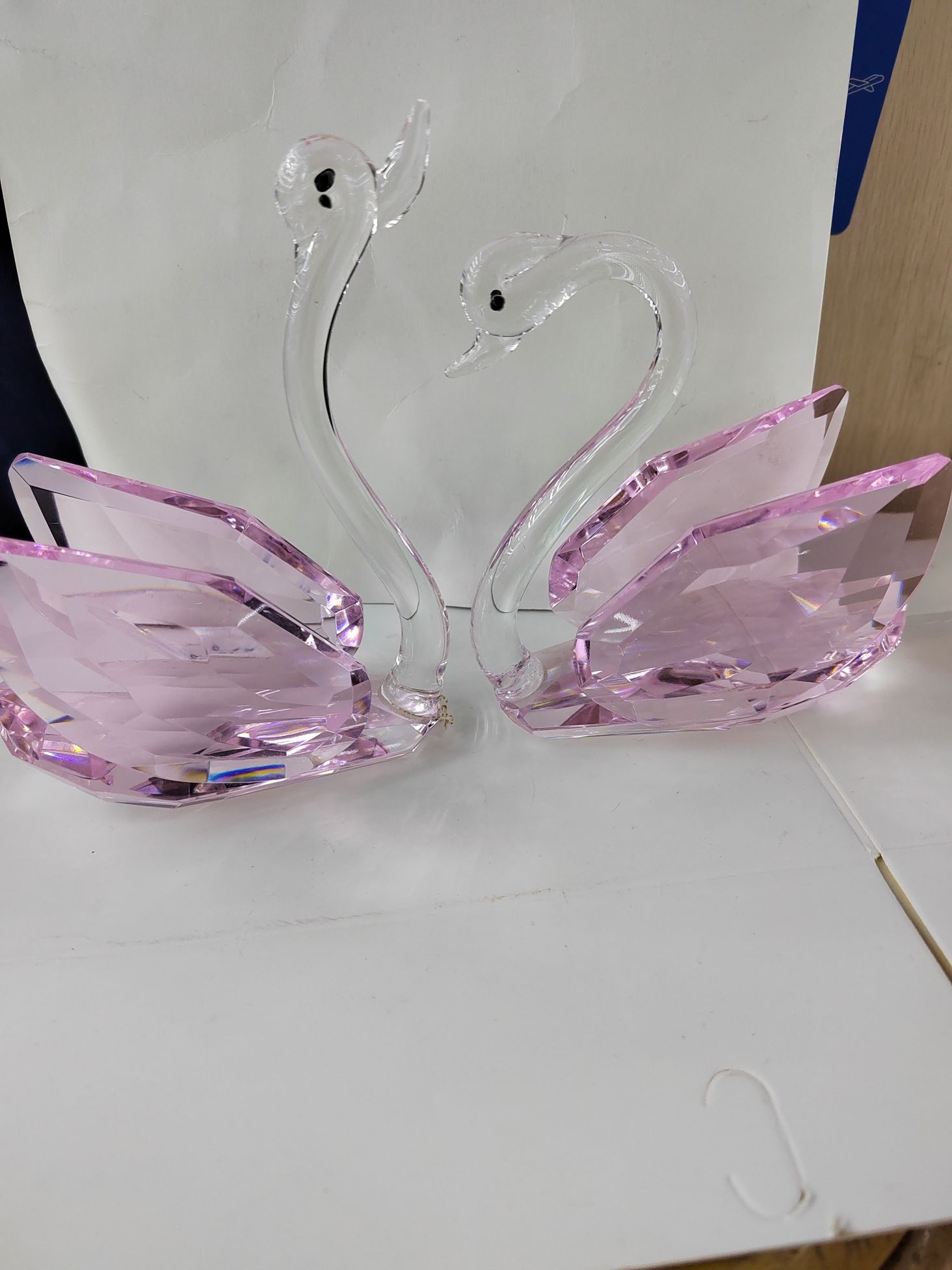 思文工艺水晶玻璃120mm粉色天鹅摆件7887—025详情图1