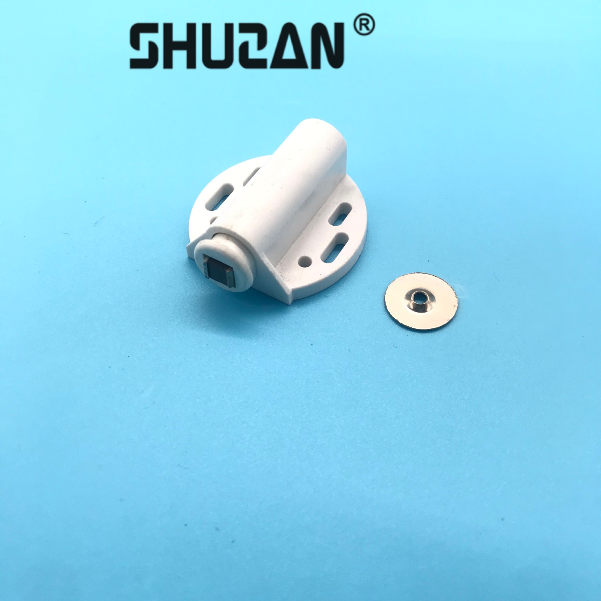 Shuzan brand plastic rebound door, single door furniture, magnetic attraction cabinet, glass cabinet, magnetic attraction hardware accessories, lightweight and practical, model B300 003 details Picture