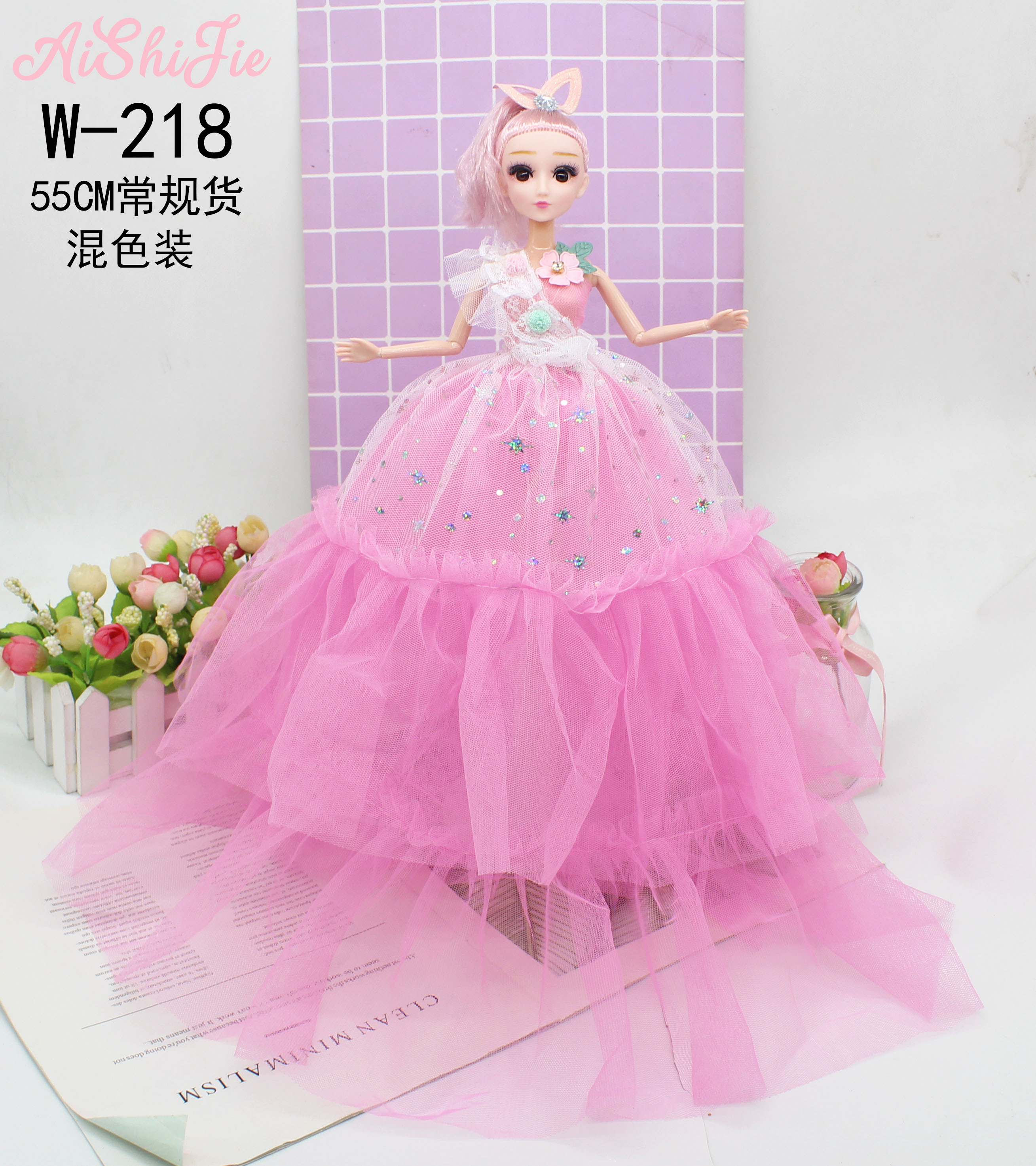 Factory direct sales 55cm articulated Yeloli Princess wedding dress Barbie doll Children's toy, happy birthday to girls details Picture