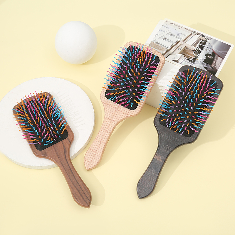 New fashionable Japanese and Korean popular beauty comb, hair comb, airbag comb, massage comb, straight handle, wood grain imitation 05 Specification image