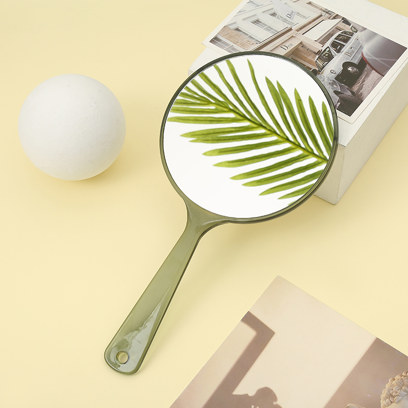 New fashionable Japanese and Korean popular beauty mirror, makeup mirror handle, straight handle, transparent candy color 07 details Picture