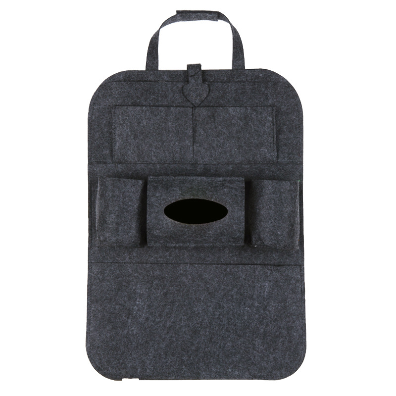 Car seat back felt storage bag, felt paper, garbage sorting bag, felt seat back multi-functional storage bag, car storage hanging bag QW274 Application Scenario