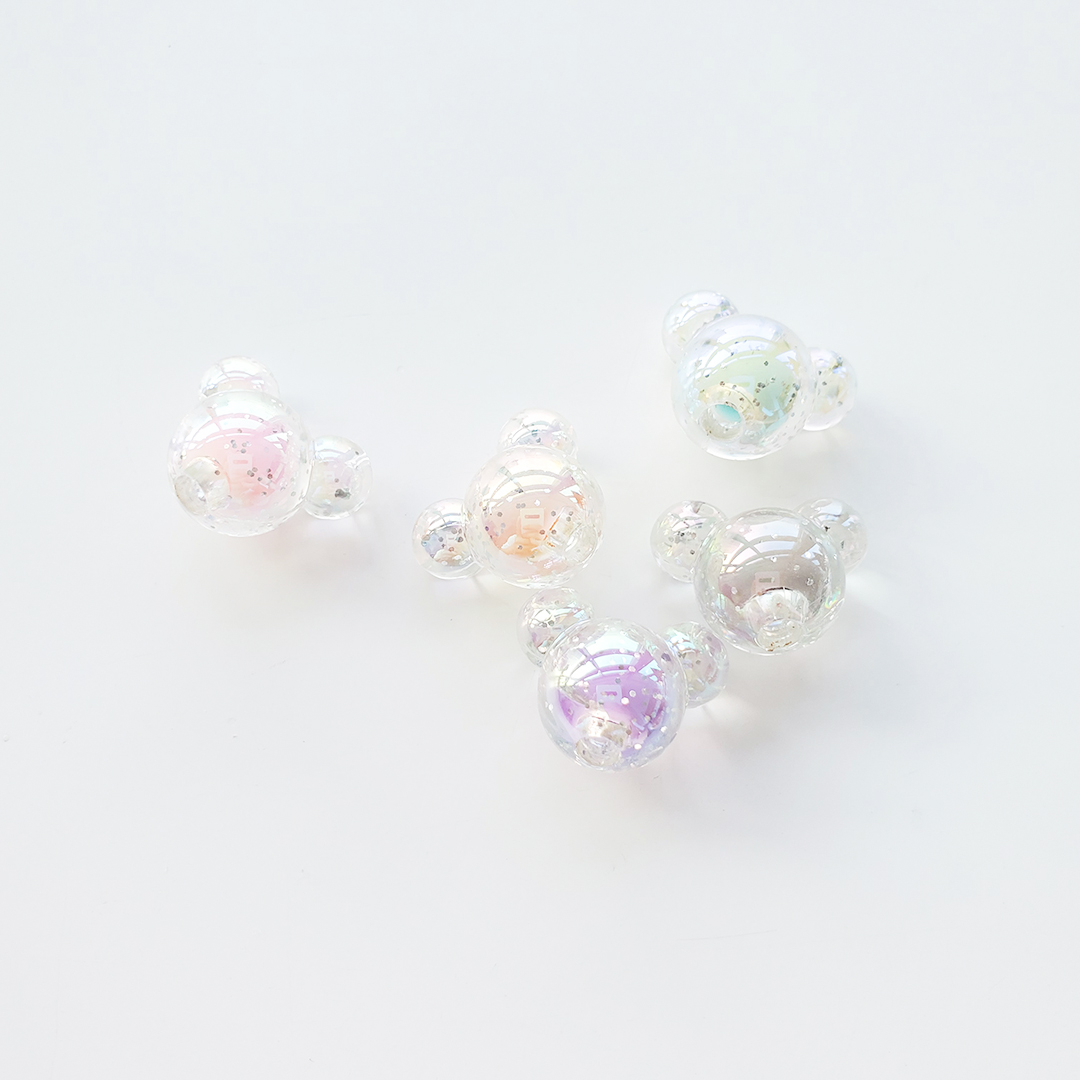 Chen Ming's acrylic dynamic two-color seven-color Mickey Mouse head straight hole beads and loose beads DIY children's hair accessory Specification image