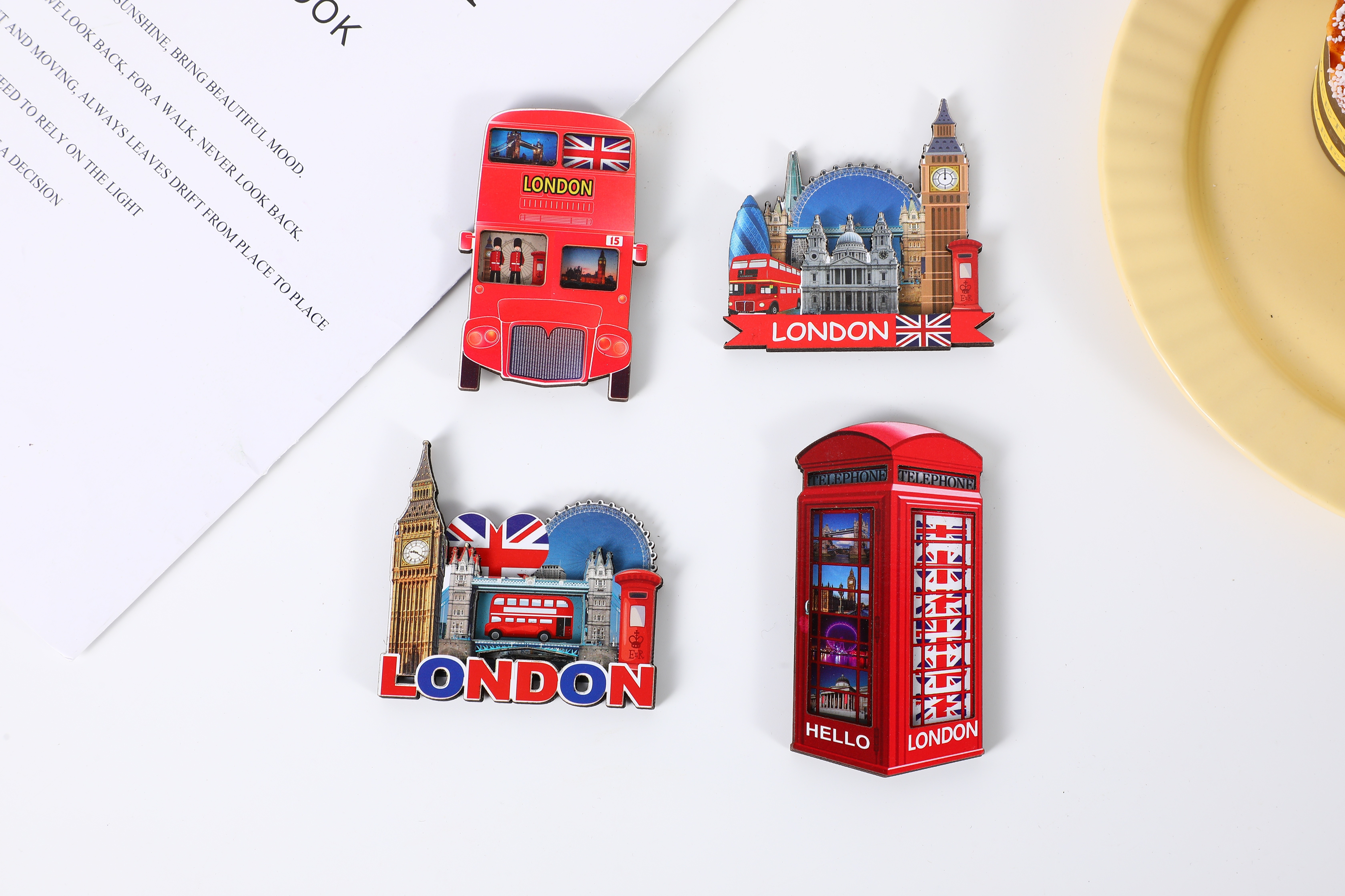 厂家直销 英国伦敦木制冰箱贴MDF密度板软磁冰箱贴各国旅游纪念品定制