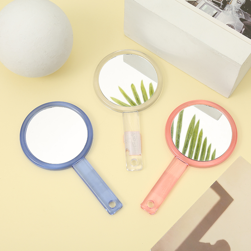 New fashionable Japanese and Korean popular beauty mirror, makeup mirror handle, straight handle, transparent candy color 07 Item Picture