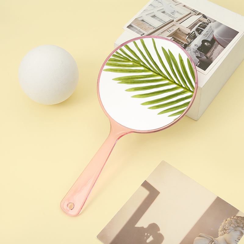 New fashionable Japanese and Korean popular beauty mirror, makeup mirror handle, straight handle, transparent candy color 07 Specification image