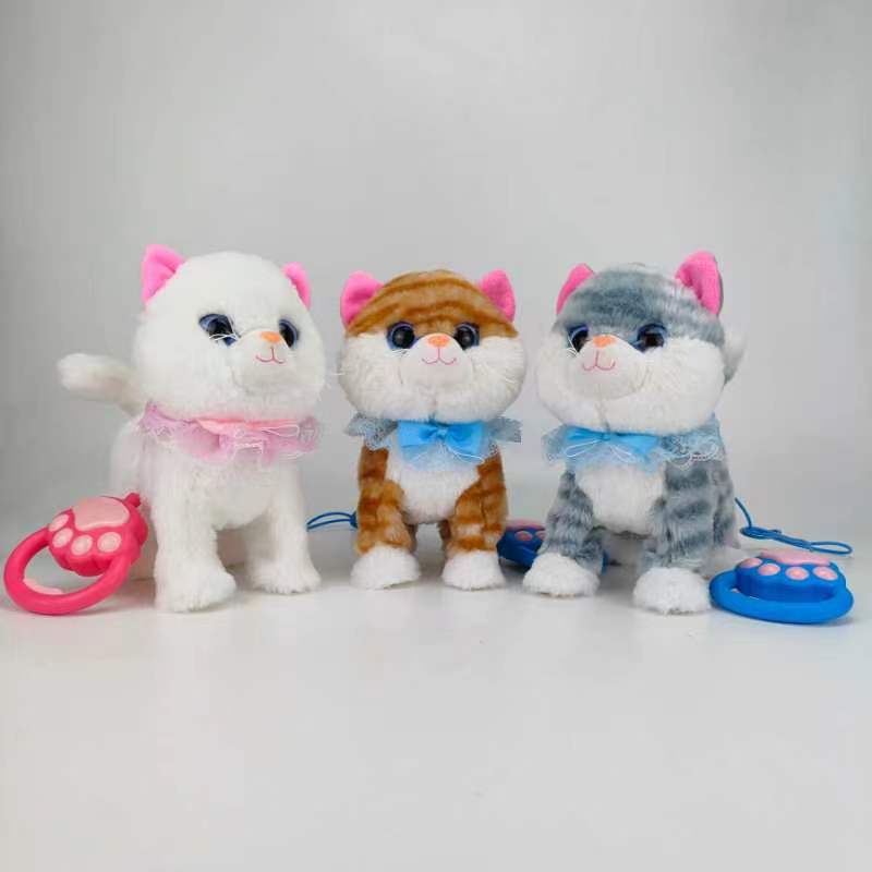 恒鑫玩具儿童玩具毛绒玩具蹦蹦猫玩具走路唱歌甩尾巴仿真电动玩具01