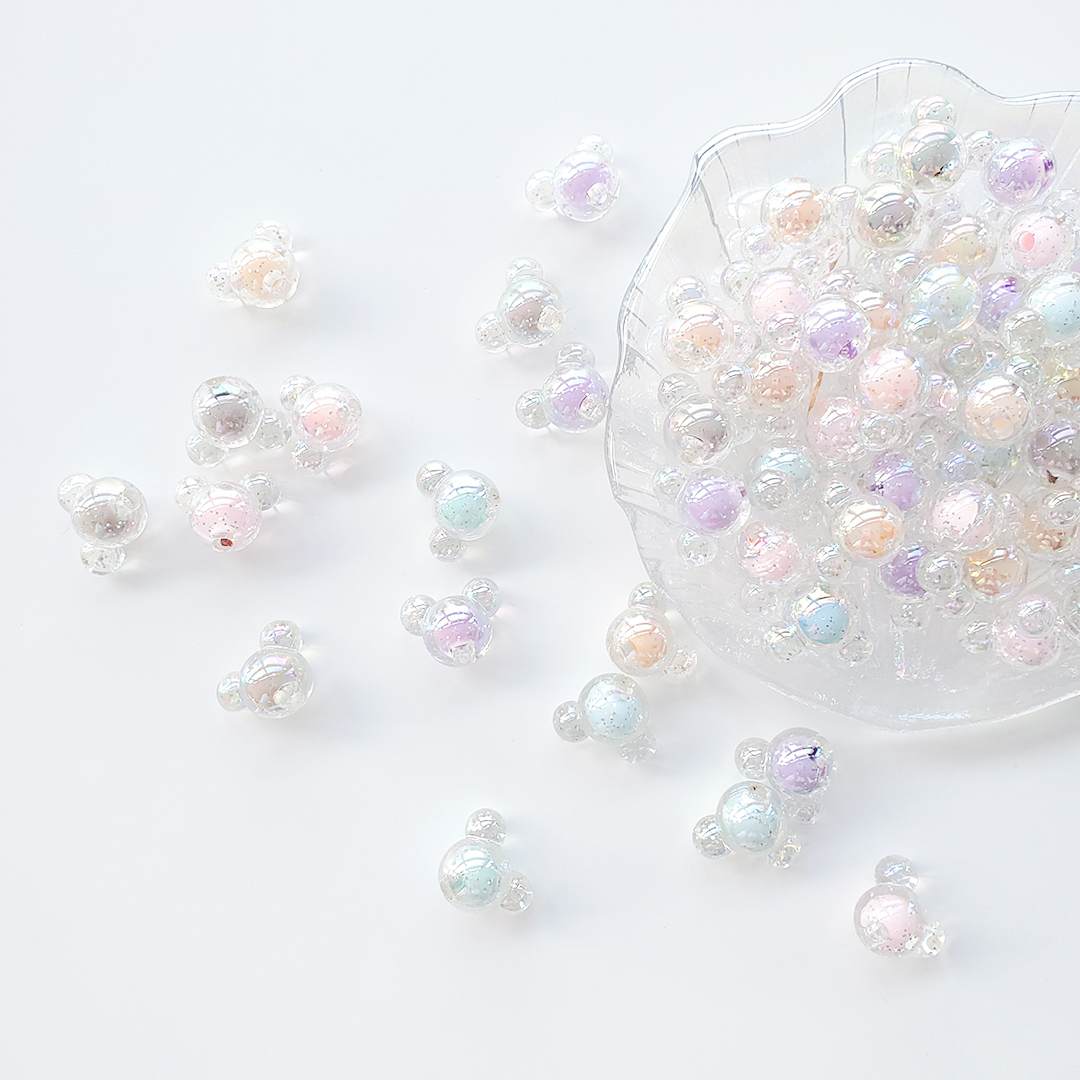 Chen Ming's acrylic dynamic two-color seven-color Mickey Mouse head straight hole beads and loose beads DIY children's hair accessory details Picture