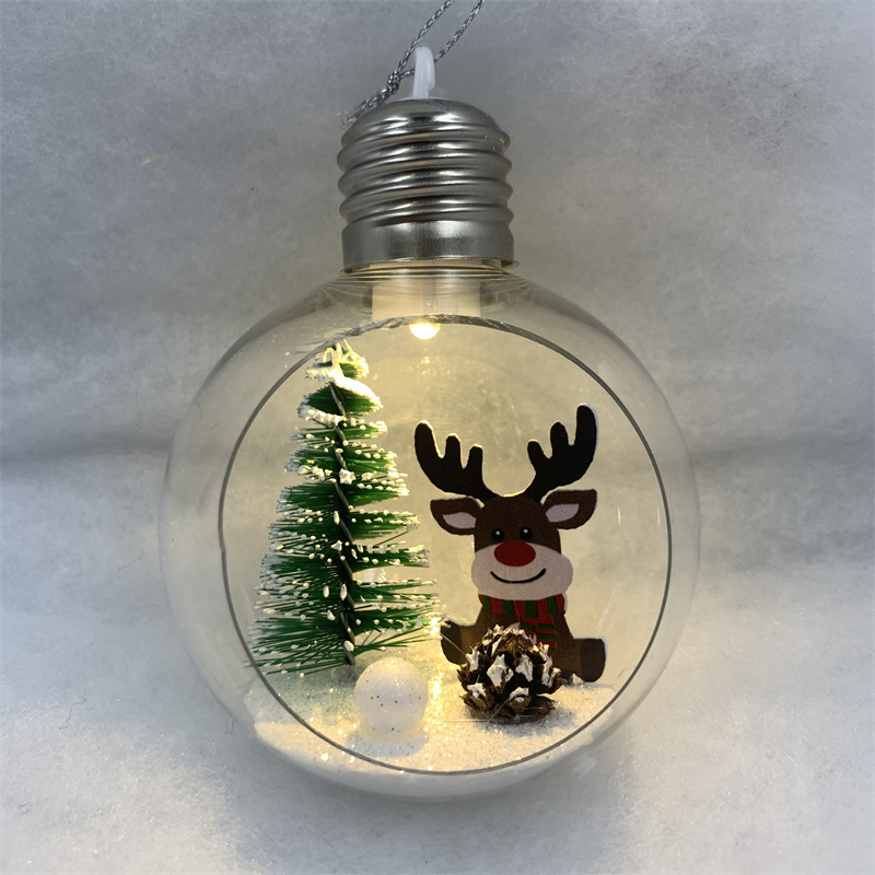 Christmas pendant, Christmas decoration, Christmas tree decoration, open transparent ball, small scene ball, 8cm, 1pc Specification image