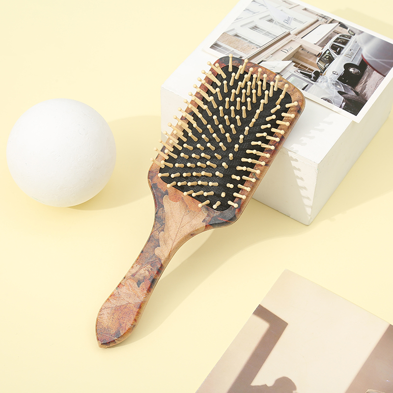New fashionable Japanese and Korean popular beauty comb, hair comb, airbag comb, massage comb, straight handle, wood grain imitation 05