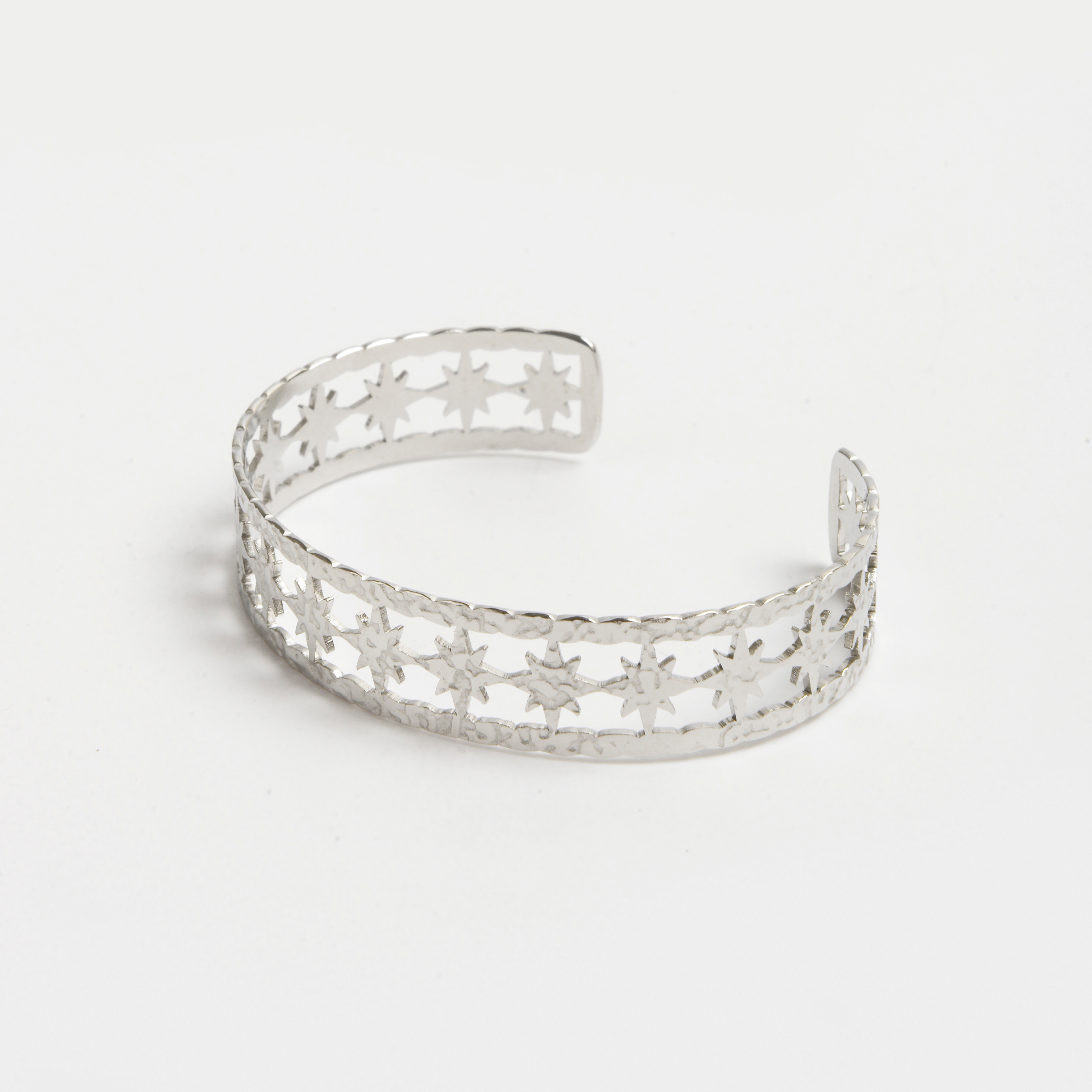 新开口金色银色镂空星星平面戒指