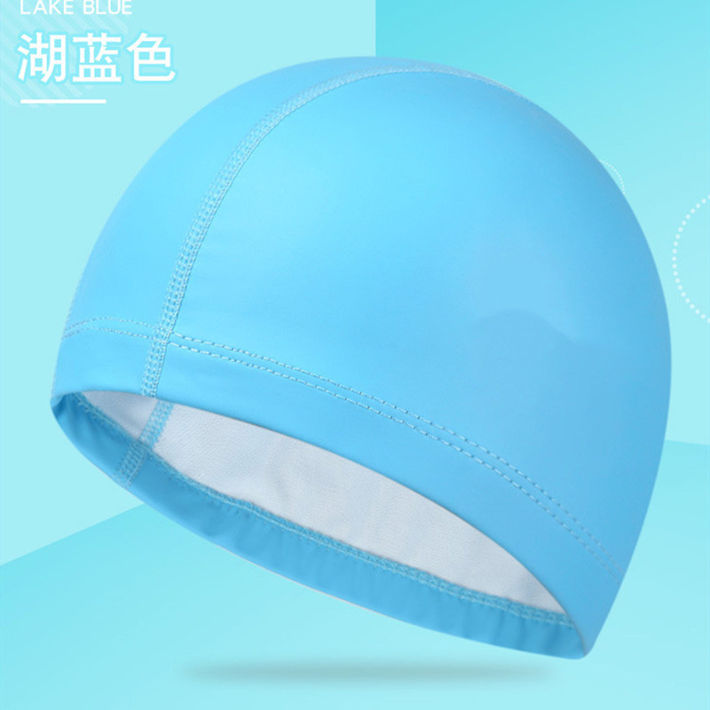 Sombrero de baño a prueba de agua adulto no le tiñe la cabeza hombres y mujeres protectores de oído grande PU revestido de cuero spa swim cap Item Picture