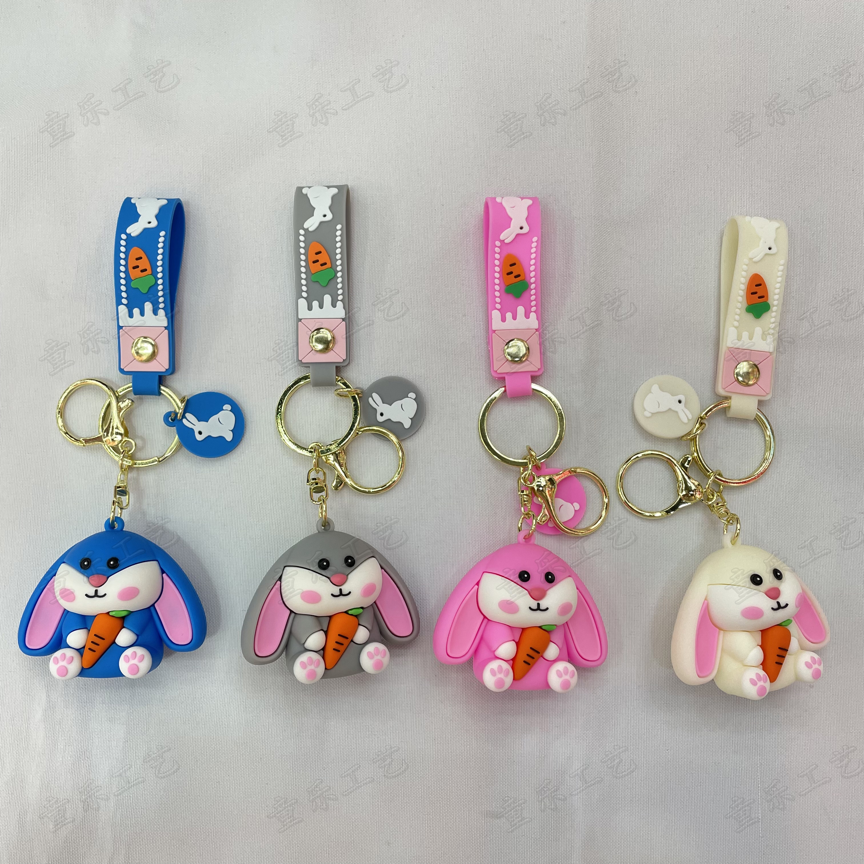 Cartoon rabbit keychain, Rabbit Year key figurine pendant