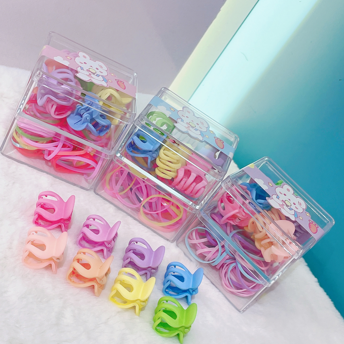 The 2022 winter new product, the double-layer Stackable matte scratch-off long stretch unbroken one-time rubber band, is the main color for autumn and winter and a must-have for princesses