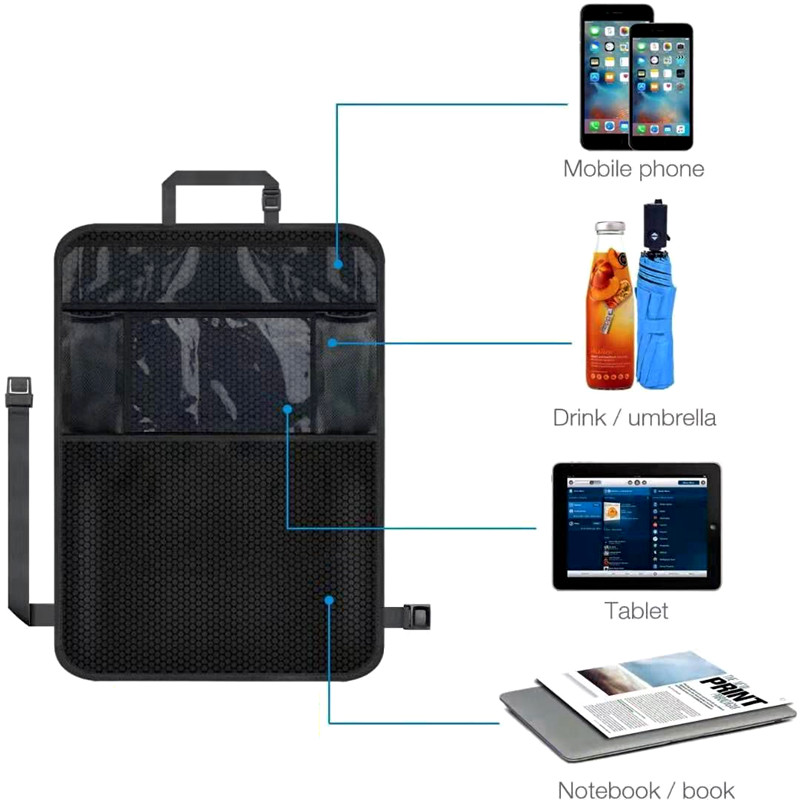 Car seat back Oxford cloth hanging bag, storage bag, ipad toy storage bag, seat back anti-kick pad, multi-functional storage bag, car storage hanging bag QW281 details Picture