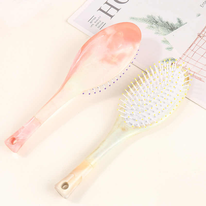 New fashionable Japanese and Korean popular beauty comb, hair comb, airbag comb, massage comb, candy-colored two-color, round-handled oval comb, gradient 10 Specification image