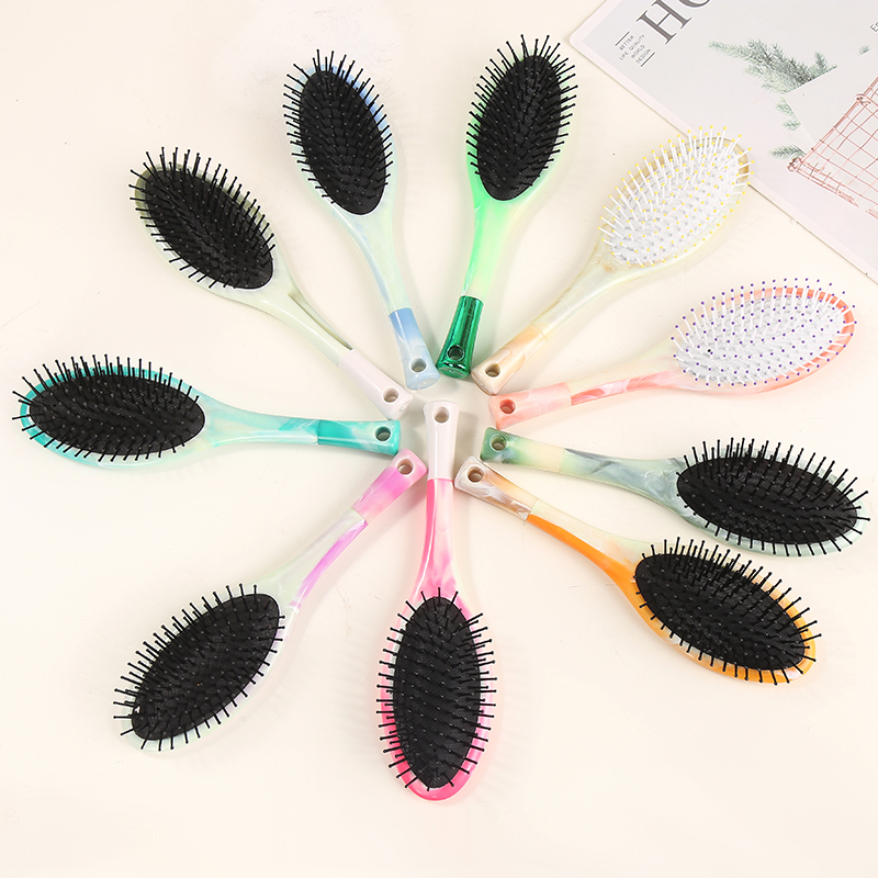 New fashionable Japanese and Korean popular beauty comb, hair comb, airbag comb, massage comb, candy-colored two-color, round-handled oval comb, gradient 10 Item Picture