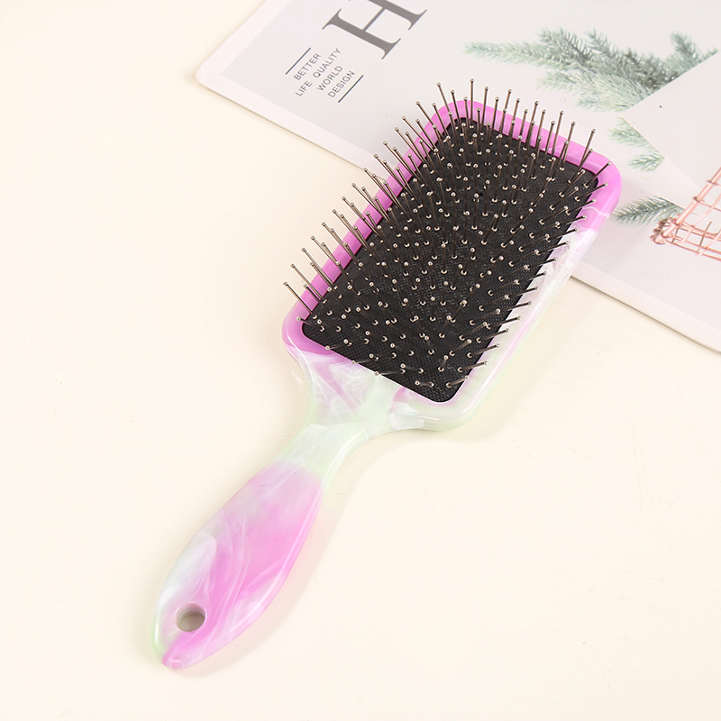 New fashionable Japanese and Korean popular beauty comb, hair comb, airbag comb, massage comb, candy-colored straight handle square board comb, two-color gradient 10 details Picture