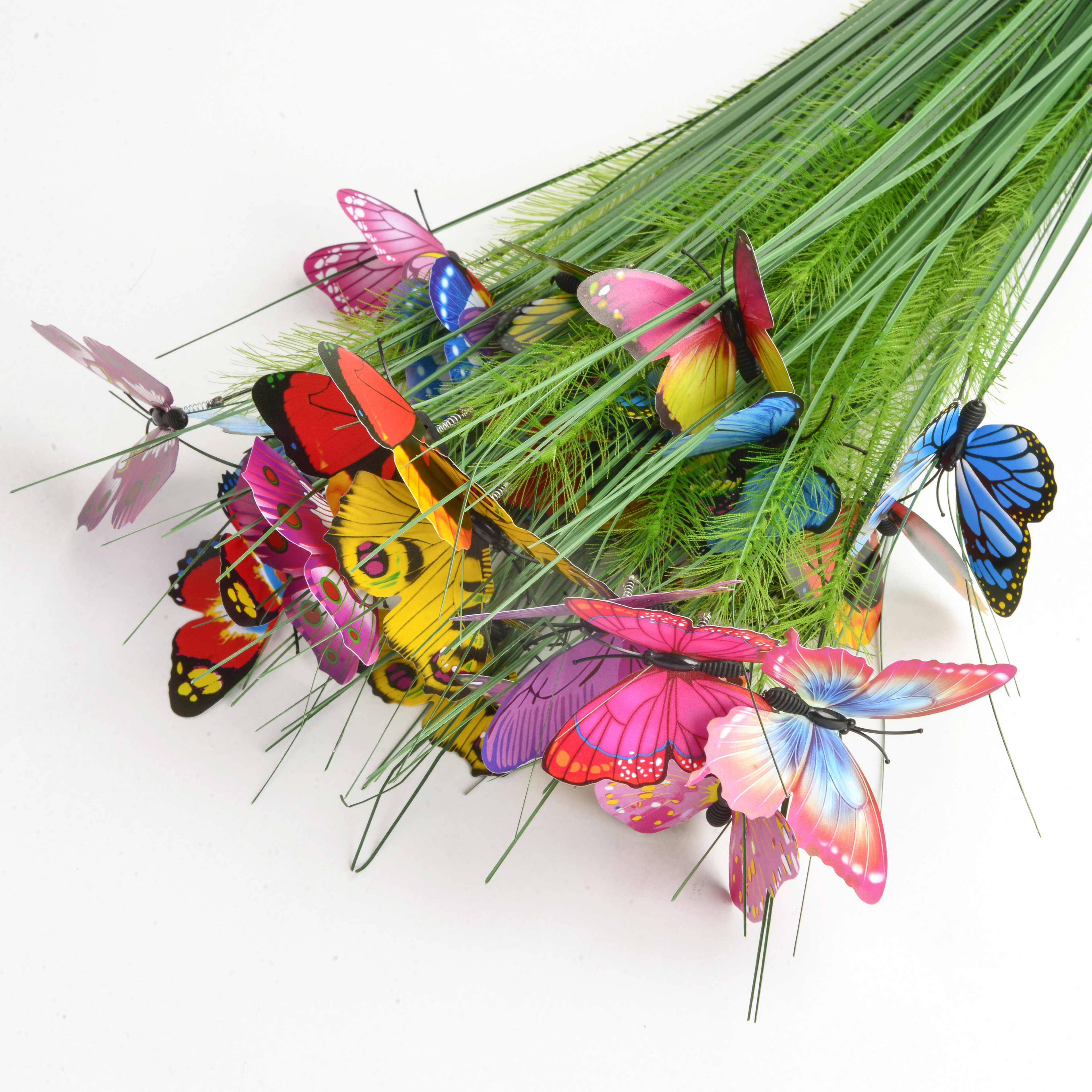 Multi-color double butterfly grass garden plug-in flower bed garden decorative handicrafts