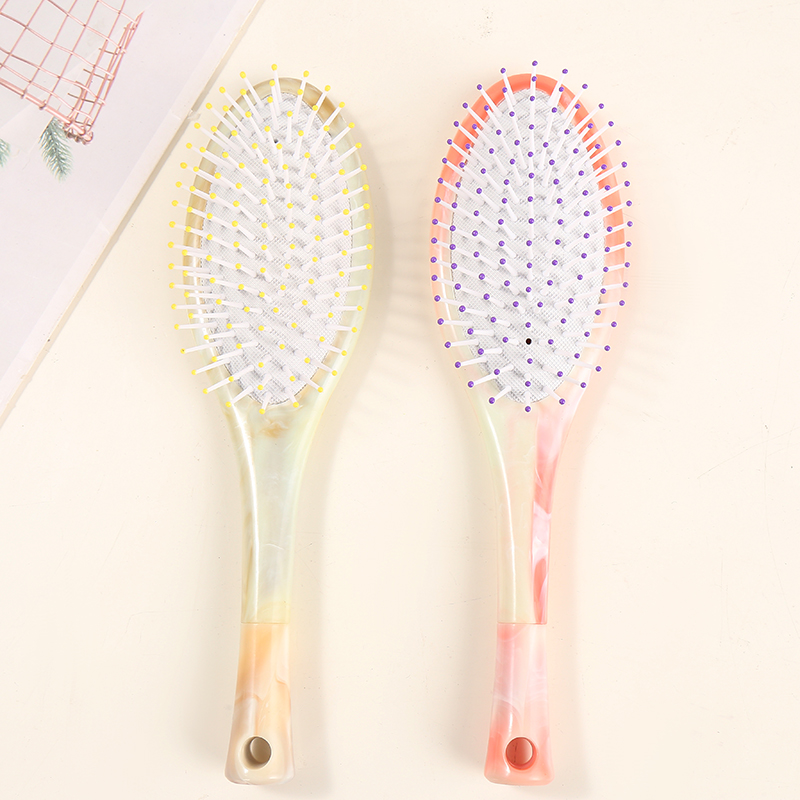 New fashionable Japanese and Korean popular beauty comb, hair comb, airbag comb, massage comb, candy-colored two-color, round-handled oval comb, gradient 10 details Picture