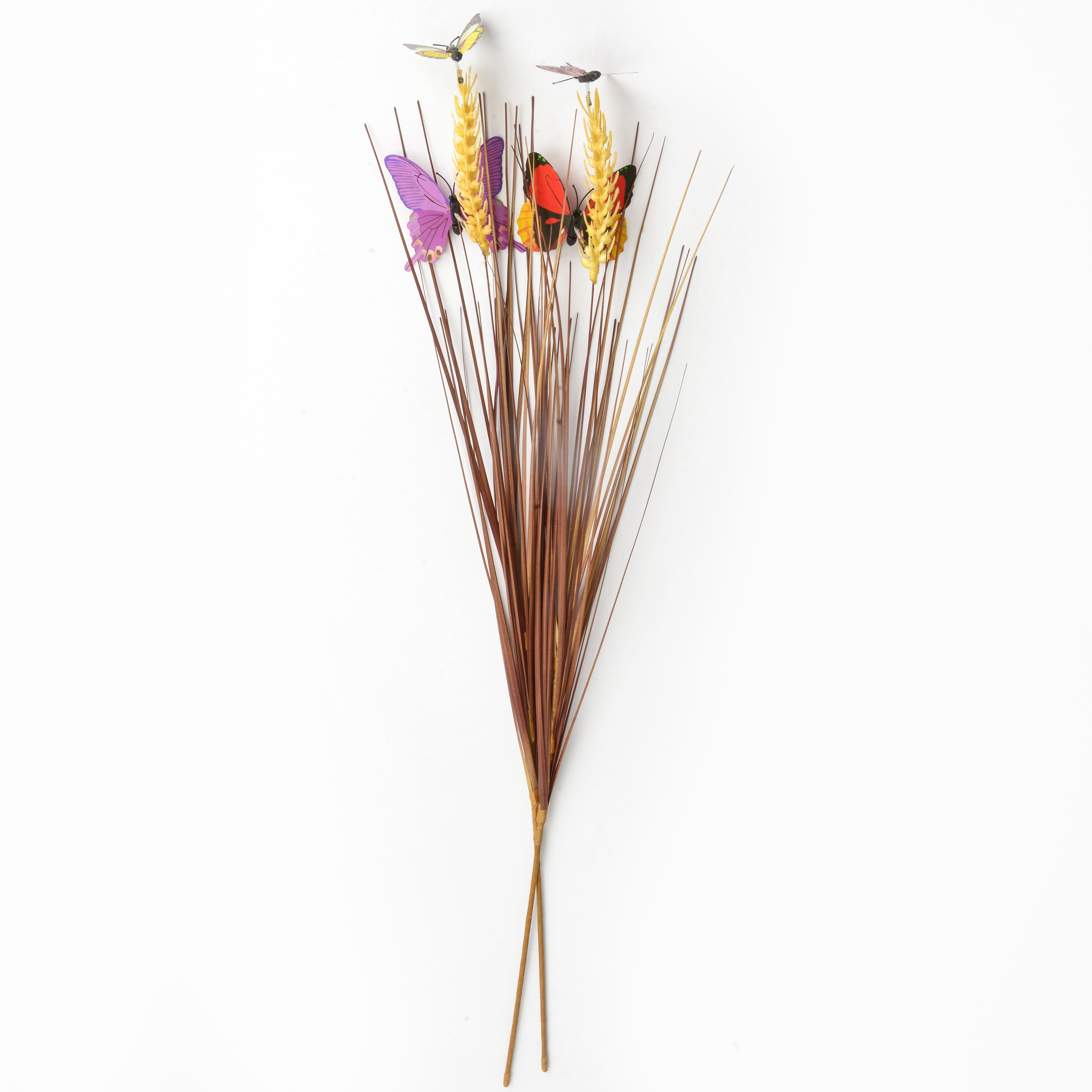 Multi-color double-butterfly wheat ear garden plug-in flower bed garden decorative handicrafts details Picture