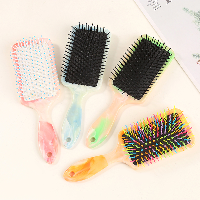 New fashionable Japanese and Korean popular beauty comb, hair comb, airbag comb, massage comb, candy-colored straight handle square board comb, two-color gradient 10