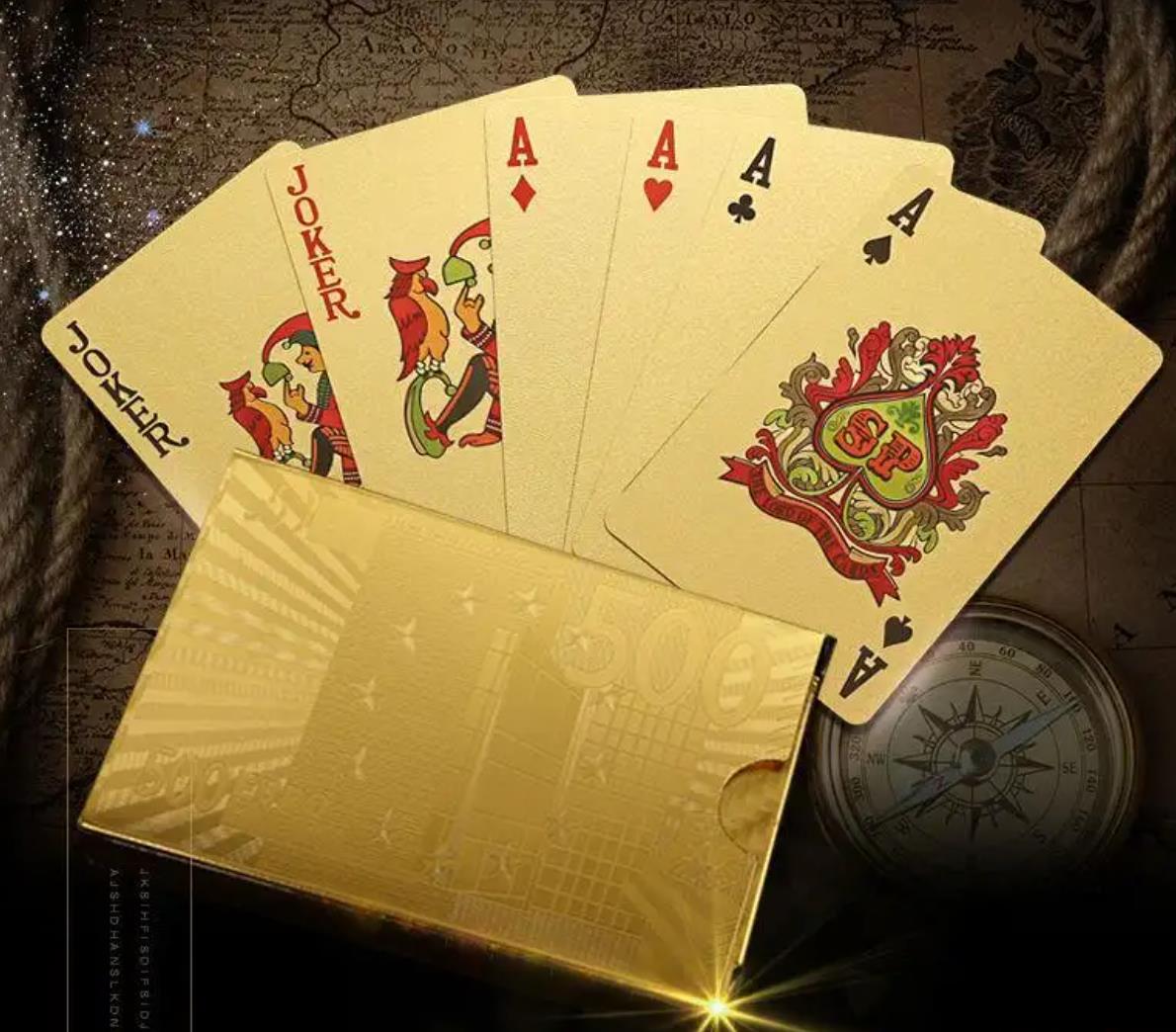 金箔扑克牌 土豪金创意款pvc扑克 黄金色扑克牌2215