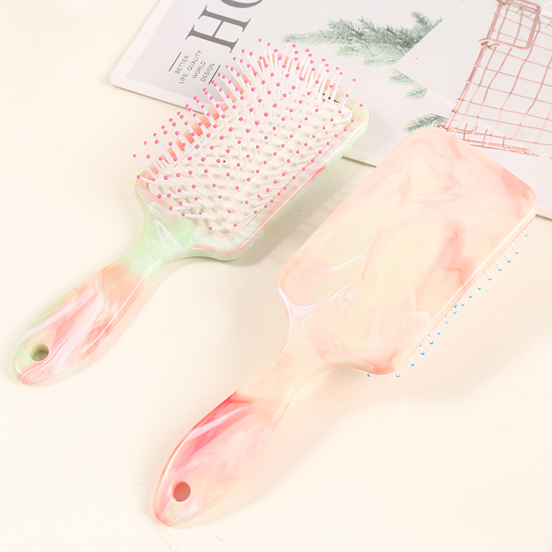 New fashionable Japanese and Korean popular beauty comb, hair comb, airbag comb, massage comb, candy-colored straight handle square board comb, two-color gradient 10 Specification image